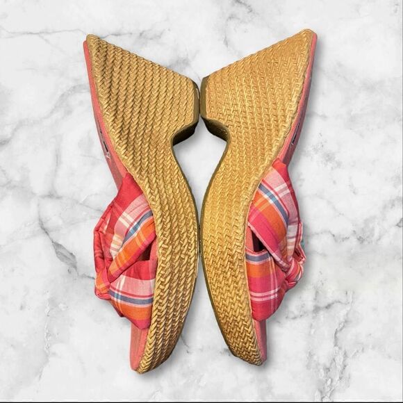 American Eagle Women’s Pink Multicolor Wedge Sandal Size 8 - Picture 9 of 10